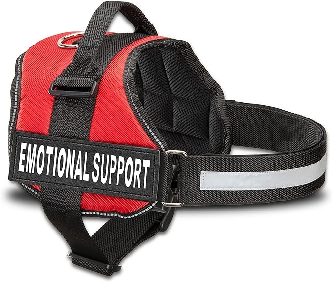 Emotional Support Dog Vest Harness with Reflective Straps, Interchangeable Patches, & Top Handle - ESA Dog Vest in 8 Sizes - Heavy Duty Emotional Support Dog Harness for Working Dogs (Red, XXXS)