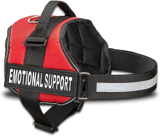 Emotional Support Dog Vest Harness with Reflective Straps, Interchangeable Patches, & Top Handle - ESA Dog Vest in 8 Sizes - Heavy Duty Emotional Support Dog Harness for Working Dogs (Red, XS)