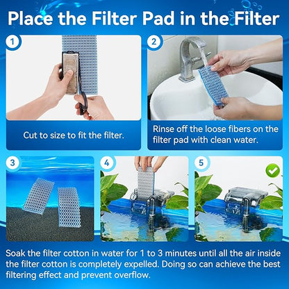 Aquarium Filter Media Sponge Pad, Multi-Layer Foam Filter Floss for Fish Tank Filters Accessories (47.24"x15.75"x0.6")