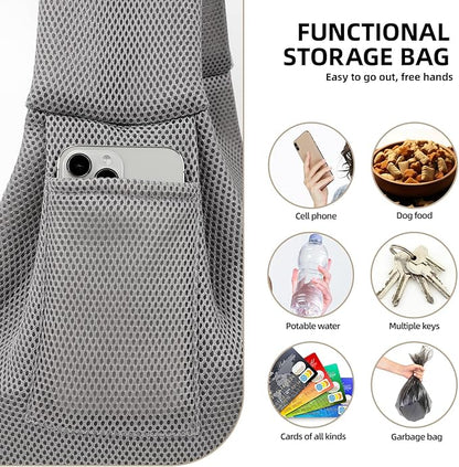 Dog Carrier Sling - Ultra Breathable Reversible Puppy Carrier Purse with Storage Pocket, Travel Safety Harness, Hand-Free Dog Sling Carrier for Carry Small Dogs and Cats, Dog and Cat Harness(Gray)