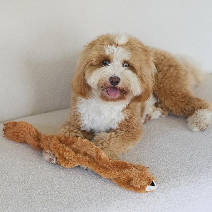 SPOT Skinneeez Squirrel 23-Inch Stuffing-Free Plush Dog Toy – Realistic Design with 2 Squeakers – Durable, Soft Polyester for Medium & Large Dogs – Tug, Fetch & Shake Play – for Moderate Chewers