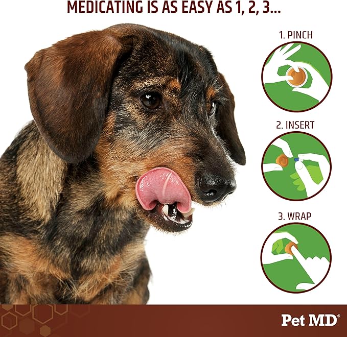 Pet MD Wrap-A-Pill with Dog Probiotics - Pill Wrap for Dogs Medicine - Easy-to-Use Paste to Hide Capsules, Create Pockets and Pill Treats for Dogs - Bacon (4.2oz)