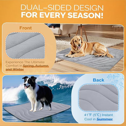 Cozyide Dog Crate Pad, Medium Reversible Dog Cooling Mat(Cool & Warm), Washable Soft Crate Mat for All Season, 28" L x 22" W, Dark Grey