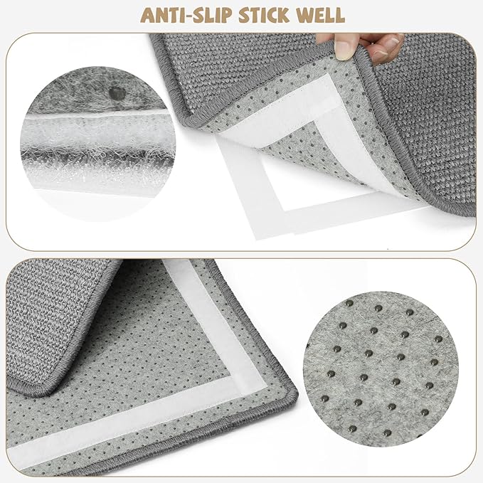 Gray Cat Scratching Mat Sisal, 2 Packs Sisal Fabric Large Cat Scratching Pad for Indoor Cats with Adhesive Hook Loop Tape, Wall Scratchers for Indoor Cats 23.6" x 15.7"