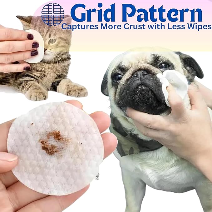 Dog Eye Wipes for Discharge and Crust, Tear Stain Remover Wipes for Shih-Tzu, Yorkies, Pekingese, Pugs, Schnauzers, and Cats,120 Non-Irritant Pre-Soaked Eye Wash Pads for Dogs and Cats [120ct]