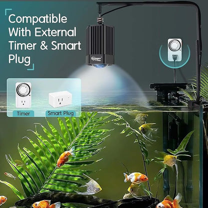 hygger 100W Aquarium Light Full Spectrum RGB COB LED Clip On Fish Tank Grow Light with Mounting Bracket Compatible with Timer Smart Plug for Low-to-High Light Demanding Aquatic Plants