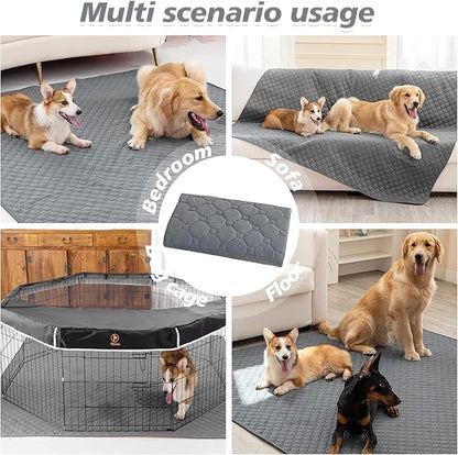 PJYuCien Dog Playpen & Pee Pad - 8-Panels 24" H Metal Foldable Dog Exercise Playpen with 72" x 72" Extra Large Non-Slip Washable Dog Pee Pad, Indoor Outdoor for Small Medium Pets