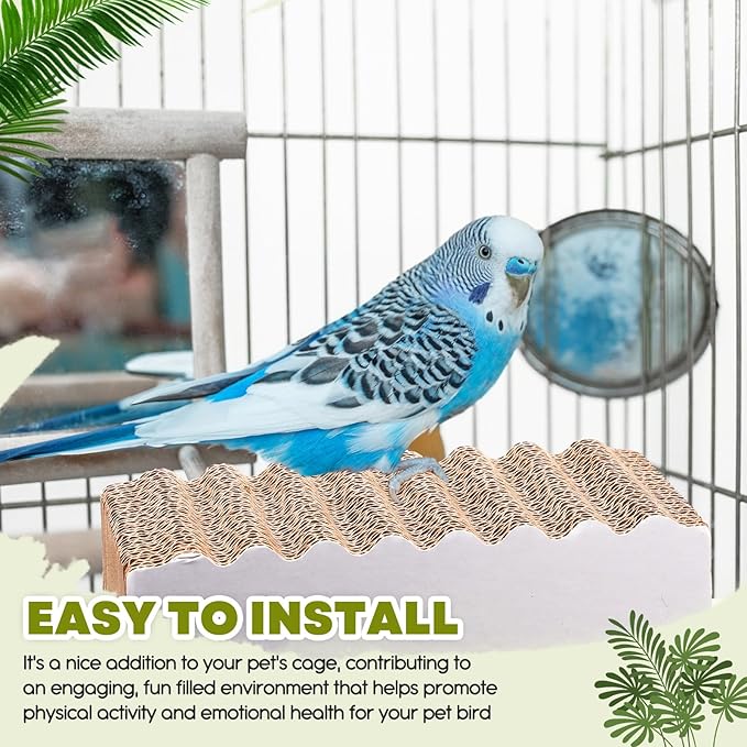 2-Piece Bird Platforms - Macaw, Small Parakeet, Conure, Budgie - Brown Cardboard Bird Perch - Paw Grinding Stand - Parrot Playground
