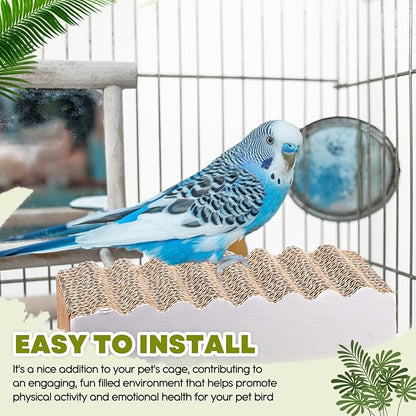 2-Piece Bird Platforms - Macaw, Small Parakeet, Conure, Budgie - Brown Cardboard Bird Perch - Paw Grinding Stand - Parrot Playground
