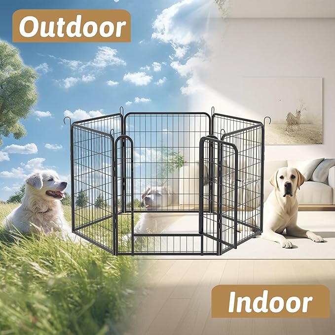 6 Panel Dog Playpen,Heavy Duty Metal Outdoor Indoor Dog Playpen for Puppies and Small Animals,Black