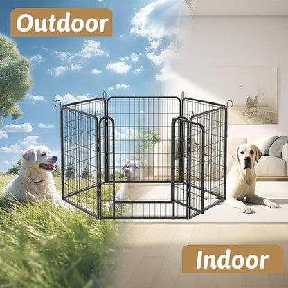6 Panel Dog Playpen,Heavy Duty Metal Outdoor Indoor Dog Playpen for Puppies and Small Animals,Black