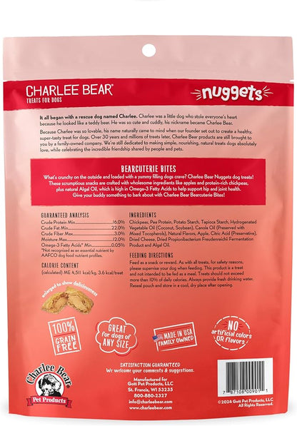 Charlee Bear Nuggets to Support Hip & Joint Health, Bearcuterie Bites with Omega 3s, Crunchy Outside and Creamy Inside, Real Apples, Cheese, & Honey, 6oz Bags (2), Made USA