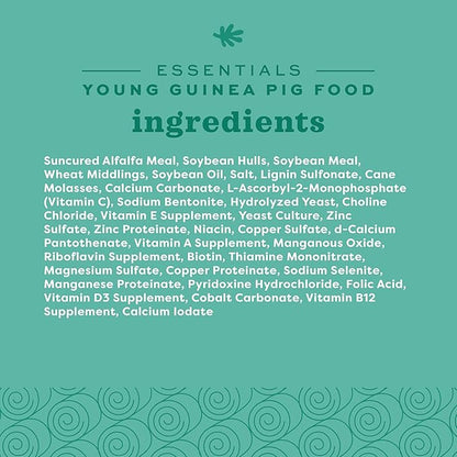 Oxbow Essentials Guinea Pig Food, Young Guinea Pig, Made Alfalfa Hay, Pet Food Pellets with Vitamin C, Small Animal Pet Products, Made in USA, High Fiber, 5 lb. Bag