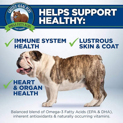 Grizzly Pet Products Algal Plus Omega 3-6-9 Food Supplement for Dogs and Cats, 32 Ounce Bottle