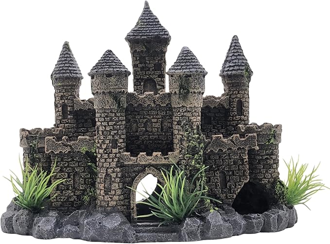 M2cbridge Aquarium Decor Castle Shipwreck Ornament Underwater Landscape(Mountain Castle)