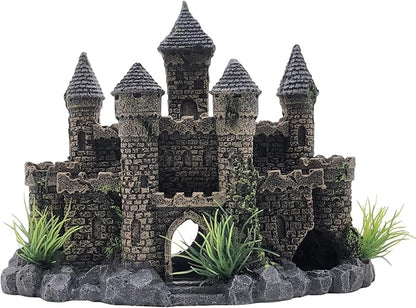 M2cbridge Aquarium Decor Castle Shipwreck Ornament Underwater Landscape(Mountain Castle)