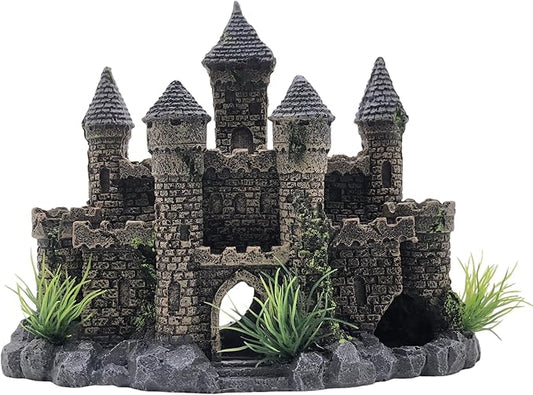 M2cbridge Aquarium Decor Castle Shipwreck Ornament Underwater Landscape(Mountain Castle)