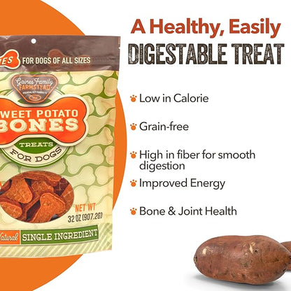 Gaines Family Farmstead Sweet Potato Dog Bones, All-Natural, Grain Free Dog Treats for All Ages & Breeds, Great for Training and Rewards, Made in USA, 2 Pound Bag