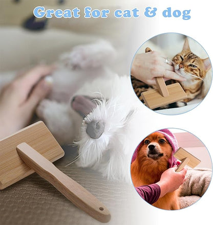Dog Brush for Removing Shedding, Tangles and Fluff, Pin Brush for Dogs and Cats with Bamboo Handle, 1 Count, Oblong, All Hair Type, Pet Grooming Brush, Promotes Pet Relaxation