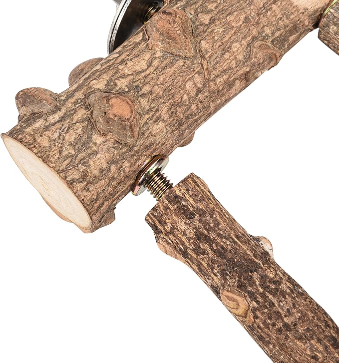 Mogoko Bird Ladder Perch for Cage, Natural Wood Bird Parrot Perch Stand Parrot Perch Bridge Climbing Chewing Toys for Small Medium Animal