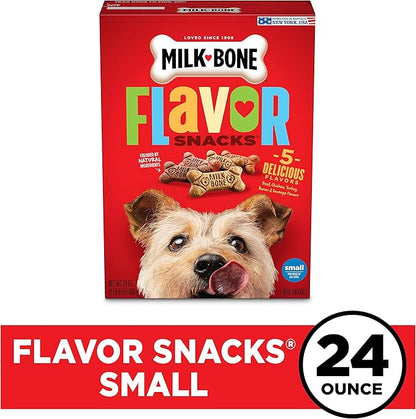 Milk-Bone Flavor Snacks Dog Treats, Small Biscuits, 24 Ounce Crunchy Texture Helps Reduce Tartar