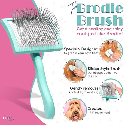 Dog Grooming Slicker Wire Brush: Designed for Long Haired Dog Breeds - Dematting and Deshedding, Comfortable and Easy to Use, Ergonomic Handle - Large