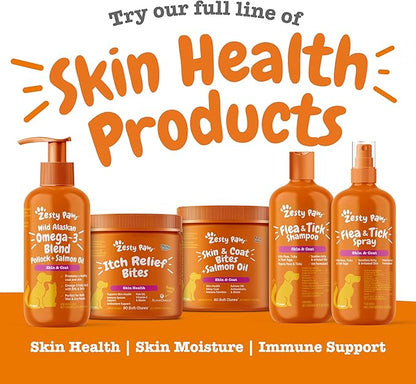 Zesty Paws Omega 3 Fish Oil for Dogs - Zesty Paw Dog Vitamins and Supplements for Hip, Joint & Skin, Bacon (90 Chews)