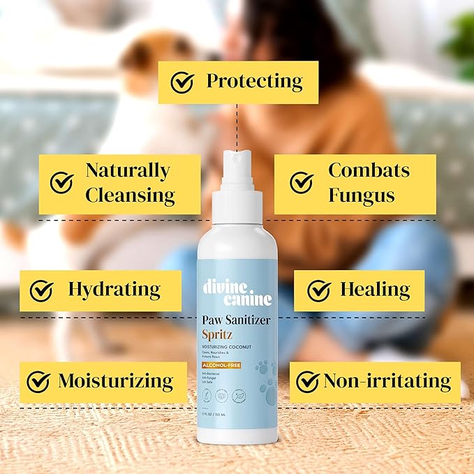Dog Paw Cleaner - 5.1 Fl Oz of Alcohol Free Paw Cleansing Spray - Made with Coconut, Aloe, Copaiba Oil, and Lemongrass Oil to Nourish and Clean Paws - Made in The USA