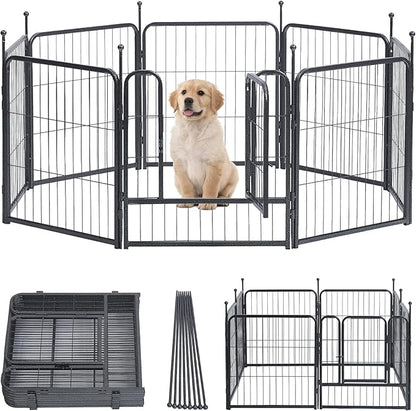 Dog Playpen, Dog Fences for The Yard, Portable Outdoor Dog Playpen for Large/Medium/Small Dogs, Foldable Metal Dog playpen, with Doors (24 Panels, 24")