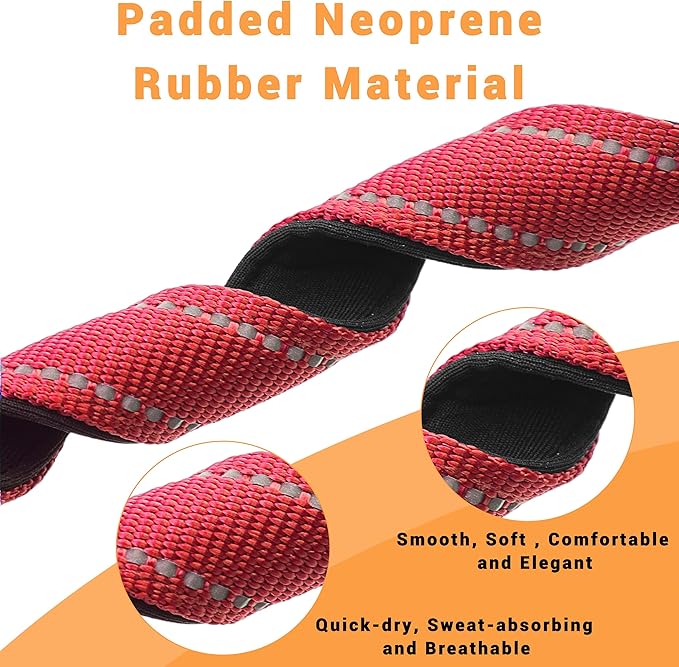 2 Pack Reflective Dog Collar with Safety Locking Buckle, Adjustable Soft Breathable Comfortable Nylon Pet Collar for Small, Medium and Large Dogs, Red, M