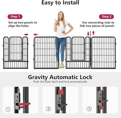 Dog Playpen 32 inch 10 Panels Portable Dog Fence Outdoor for Yard Indoor Dog Pen for Medium/Small Dogs, Large Pet Puppy Playpen Heavy Duty Pet Fence for RV Camping, Yard
