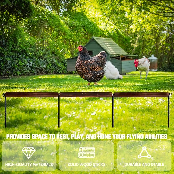 2 PCS Chicken Toys,Extra Long Chicken Perch Toys,Woodern Chickens Roosts and Perches Stand Training Perch for Poultry Rooster Chicks Large Bird Chicks Parrot, 44.88 Long