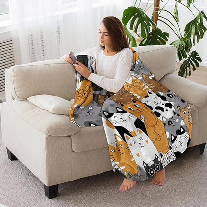 Cat Blanket, Cats Gifts for Girls Women, Cat Gift for Cats Lovers, Birthday Gifts Decor Throw Blanket 50"x60"