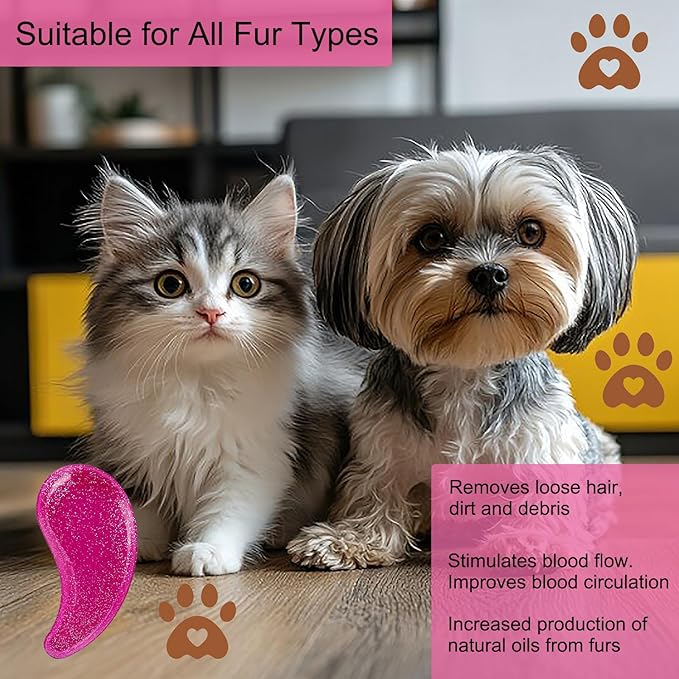 Puppy Brush, Soft Dog Brush for Grooming, Puppy Hair Remover Brush Comb, Grooming Tool for Poodles,Teddy, Yorkies, Maltese, Shih Tzu, Chihuahua, Starry Pink