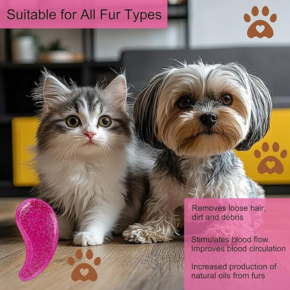 Puppy Brush, Soft Dog Brush for Grooming, Puppy Hair Remover Brush Comb, Grooming Tool for Poodles,Teddy, Yorkies, Maltese, Shih Tzu, Chihuahua, Starry Pink