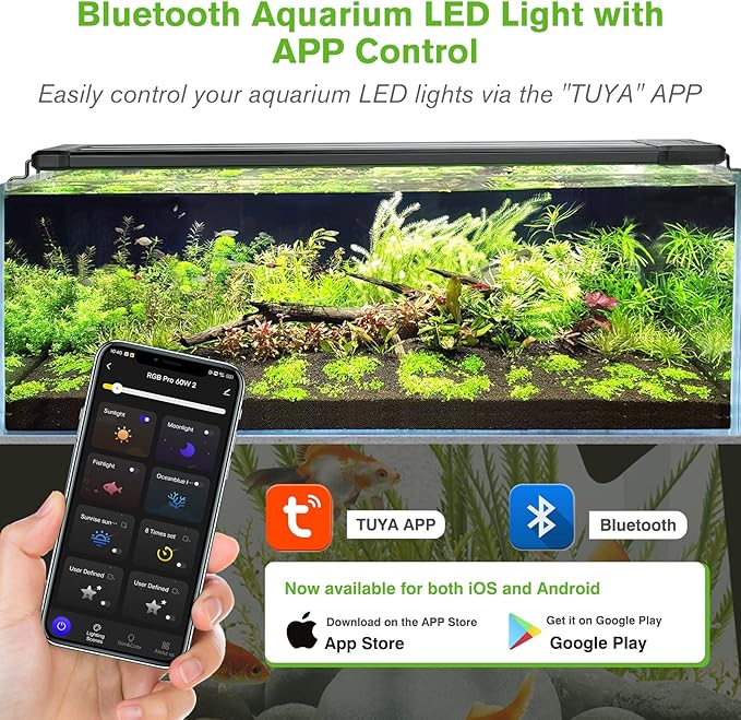 hygger 40W Smart Aquarium Light, Bluetooth LED Light with App Control, Full Spectrum Fish Tank Light with 24/7 Lighting Cycle, 5 Modes, Adjustable Timer, for 30"-36" Freshwater Planted Tank