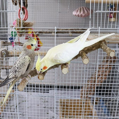 15.7 Inch Large Bird Perch Stand, Natural Wood Parrot Climbing Ladder Toys, Bird Cage Accessories, Suitable for Small to Medium Sized Birds Parakeets Cockatiels Budgies Lovebirds