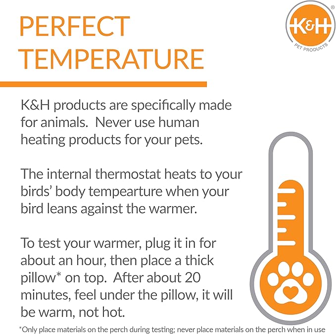 K&H Pet Products Snuggle-Up Bird Cage Heater, Bird Cage Accessory, Exotic Avian Warming Panel for Small Exotics Like Parakeet, Cockatiel, Canary - Small 5 X 3in Gray 12V