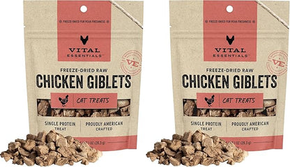 Vital Essentials Freeze Dried Raw Cat Treats, Chicken Giblets, 1 oz (Pack of 2)