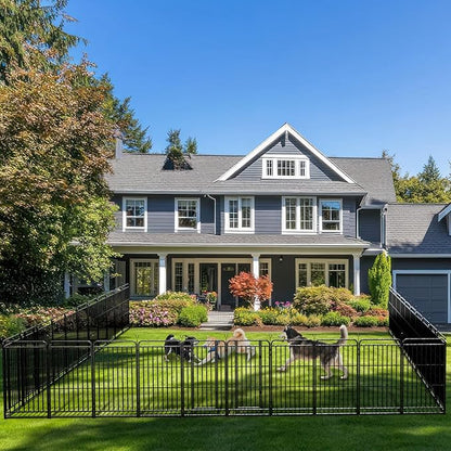 Dog Playpen Outdoor 32 Panels Heavy Duty Dog Fence 47" Height with Thick Pipe Anti-Rust with Doors Portable for RV Camping Yard, Total 72FT, 412 Sq.ft, Snowy Black