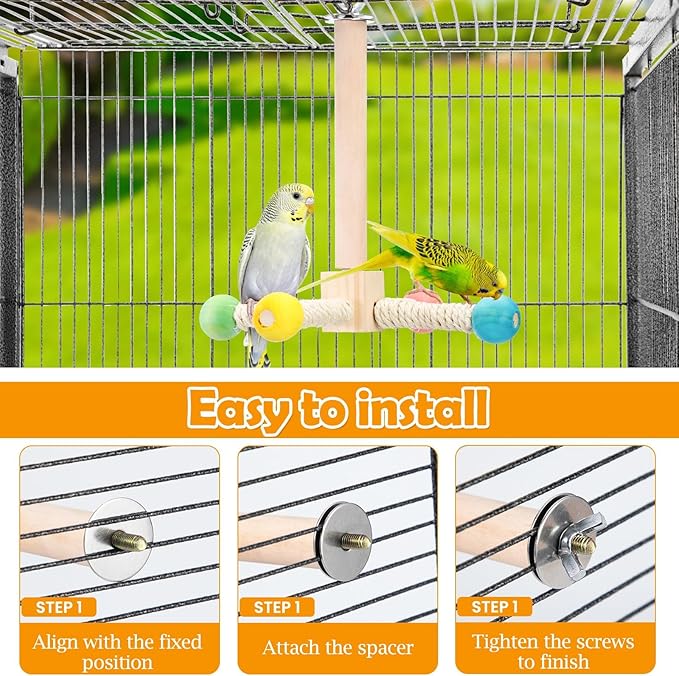Rotating Bird Perches Toy, Interactive Spinning Parrot Parakeet Toys, Wooden Exercise Stand Bird Cage Accessories for Budgies,Cockatiels,Small Birds