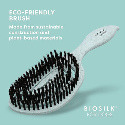 BioSilk for Dogs Eco-Friendly Boar Hair Bristle Brush in Mint Green | Easy to Hold Ergonomic Handle Dog Brush for Shedding | Best Pet Brush for Dog Grooming - 48 Pack