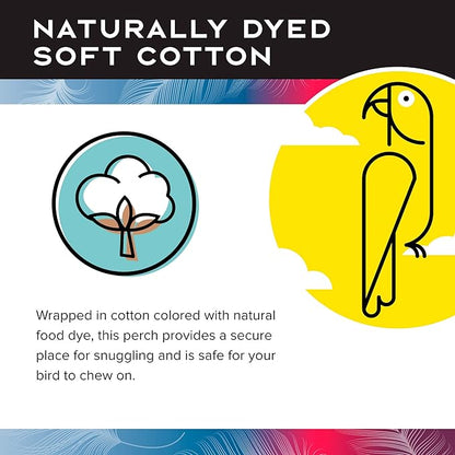 Featherland Paradise Cotton Snuggle Ring Bird Toy, Bird Perch, Large Bird Toys, for Parrots, Cockatoos, Macaws, Large Birds