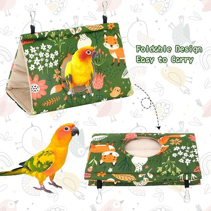 Rypet Winter Warm Bird Nest House - Hanging Hammock Velvet Shed Hut Cage Plush Fluffy Birds Hideaway Sleeping Bed Fuzzy for Parrot Parakeet Cockatiels Budgies Lovebird Mediumï¼_reenï¼