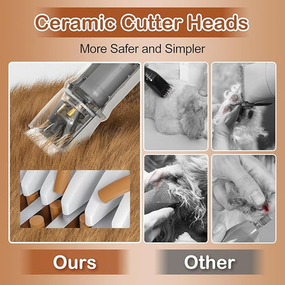 4 in 1 Dog Grooming Kit with LED Display, Dog Grooming Clippers with 4 Guide Combs, Rechargeable Low Noise Cat Hair Trimmer, Pet Paw Trimmer for Cat Dogs Paws Face Ears