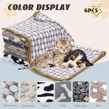 6 Pcs Washable Guinea Pig Blankets Absorbent Small Animal Fleece Bedding Cage Liners Reusable Pet Pee Pad Sleep Mat Pad Cover for Hamster Ferret Rabbit Chinchilla Hedgehog (24" x 47")