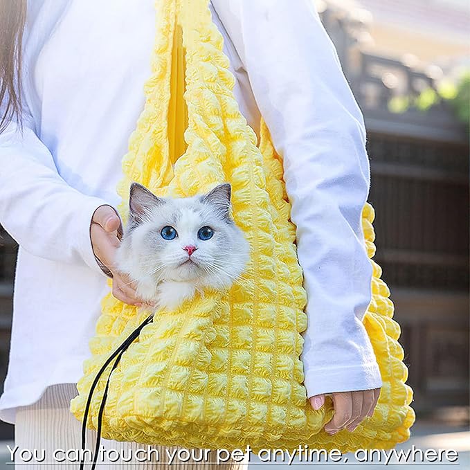 Dog Carrier Sling Cat Purse Carrier Bag Puppy Carrying Bag Pet Body Holder for Small Breeds Daily Use Walking Travel Outdoor, Yellow