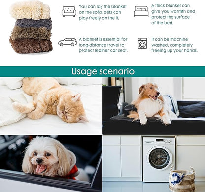 gogobunny Waterproof Plush Long Faux Fur Pet Throw Blanket Ultra Soft Fluffy Bed Couch Cover Washable - Premium Flannel Calming Blankets for Dog Puppy Cat (60x80 Inch (Pack of 1), Grey)