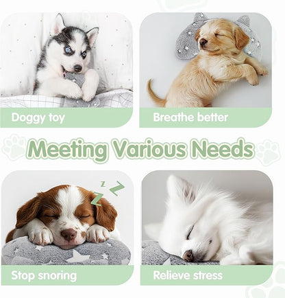 Dog Pillows for Large Dogs, Glow in The Dark Soft Dog Neck Pillow, U-Shaped Pillow for Cat and Dog, Machine Washable Dog Toy & Dog Birthday Gift (Glow Grey, L)