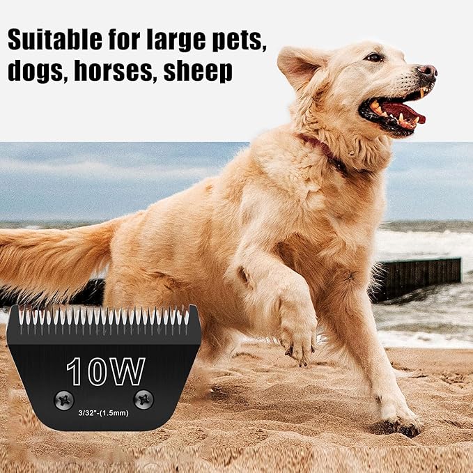 10W Wide Blades for Dog Grooming Blades Compatible with Andis Dog Clippers Blades,Dog Clipper Blades Compatible with Oster A5,Wahl km10 Dog Clippers for Horse Dog Cat Animals